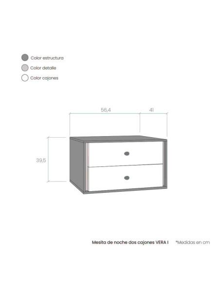 Mesita de noche dos cajones VERA I