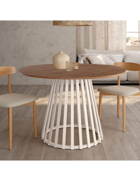 Mesa de comedor redonda fija GAIA artic