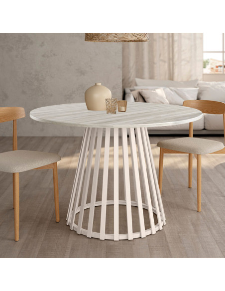 Mesa de comedor redonda fija GAIA artic
