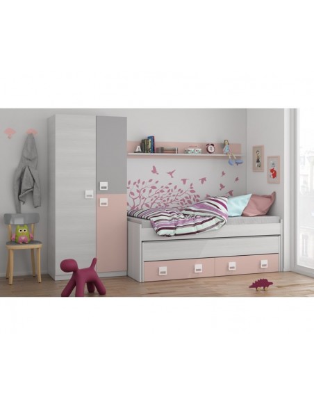 Cama nido con dos cajones y estante SWEET
