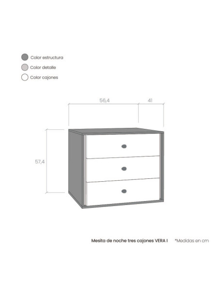 Mesita de noche tres cajones VERA I