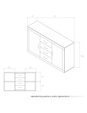 Aparador dos puertas y cuatro cajones ROMA