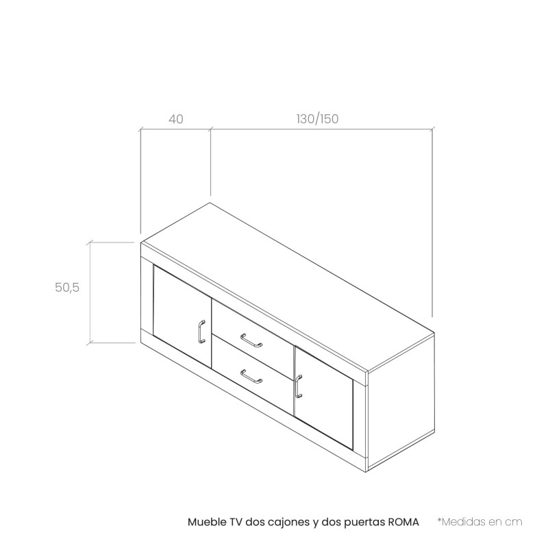 Mueble TV dos cajones y dos puertas ROMA