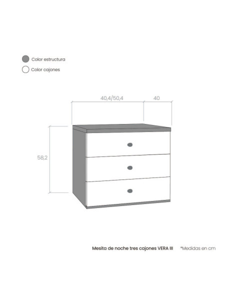 Mesita de noche tres cajones VERA III