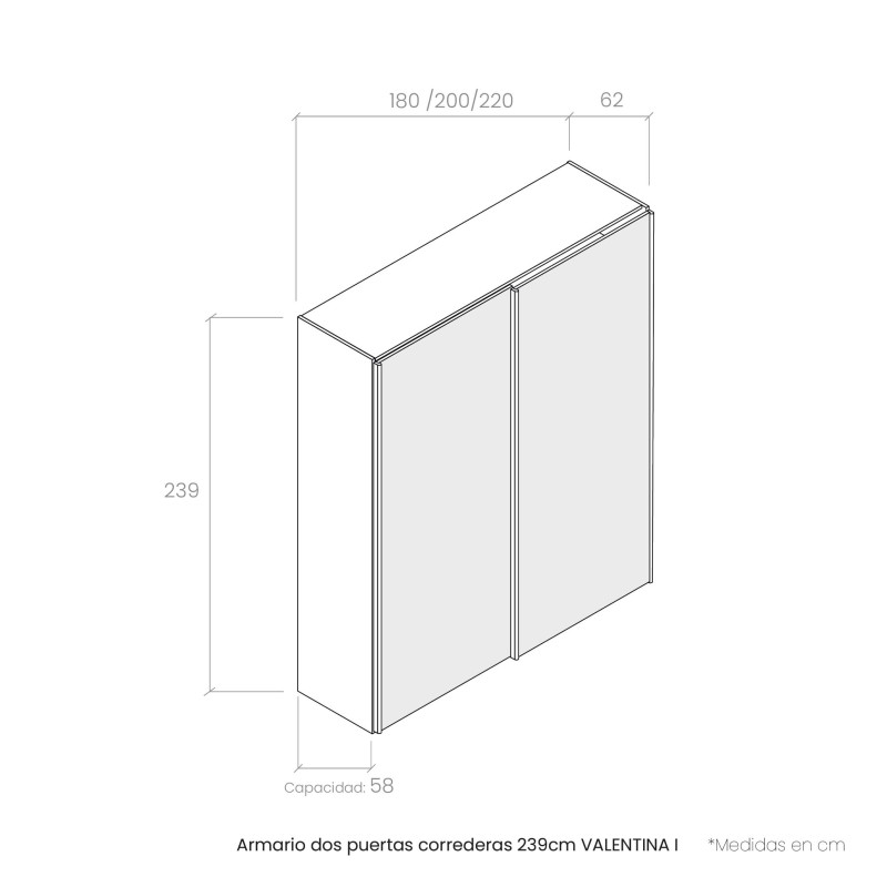 Armario dos puertas correderas 239 cm VALENTINA I