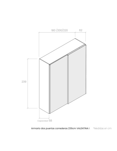 Armario dos puertas correderas 239 cm VALENTINA I