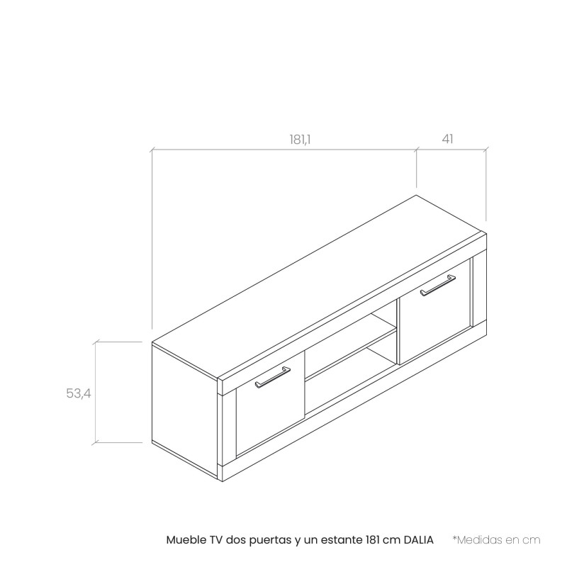 Mueble TV dos puertas y un estante 181 cm DALIA