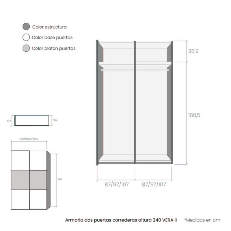 Armario dos puertas correderas altura 240 VERA II