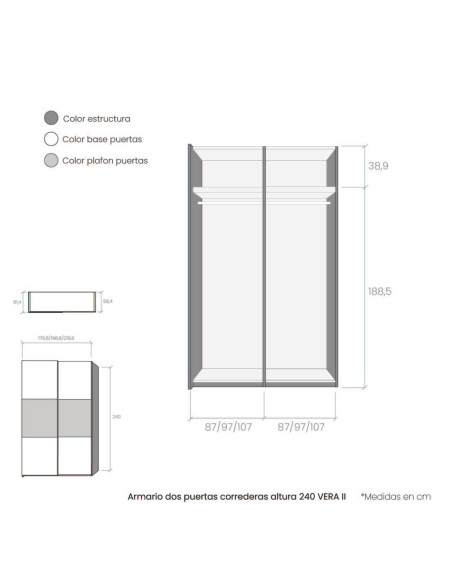 Armario dos puertas correderas altura 240 VERA II