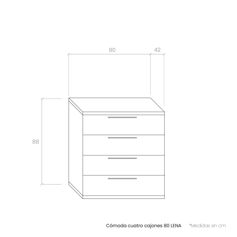 Cómoda cuatro cajones 80 LENA