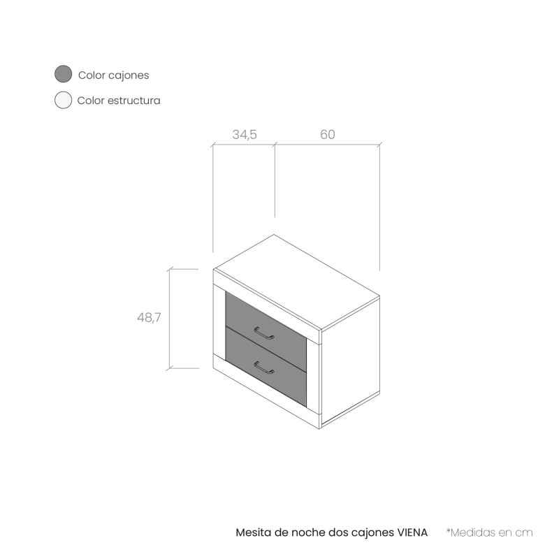 Mesita de noche dos cajones VIENA
