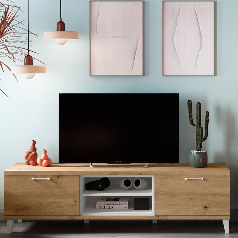 Mueble TV dos puertas y dos huecos con cubo MARCO