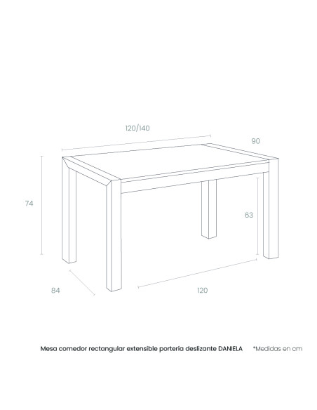 Mesa comedor rectangular extensible portería deslizante DANIELA