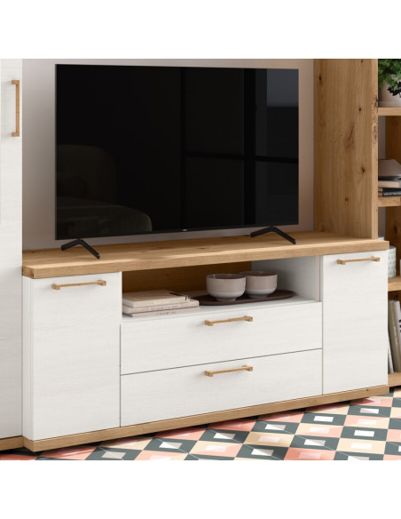 Mueble TV dos puertas, dos cajones y hueco MARCO