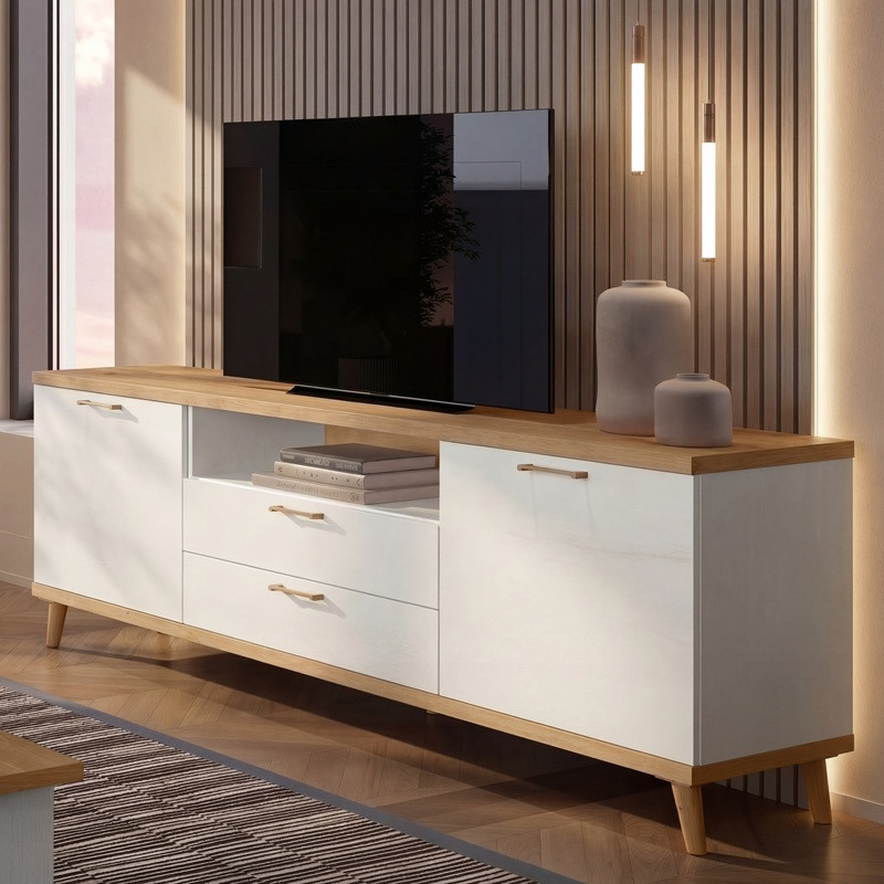 Mueble TV dos puertas, dos cajones y hueco MARCO