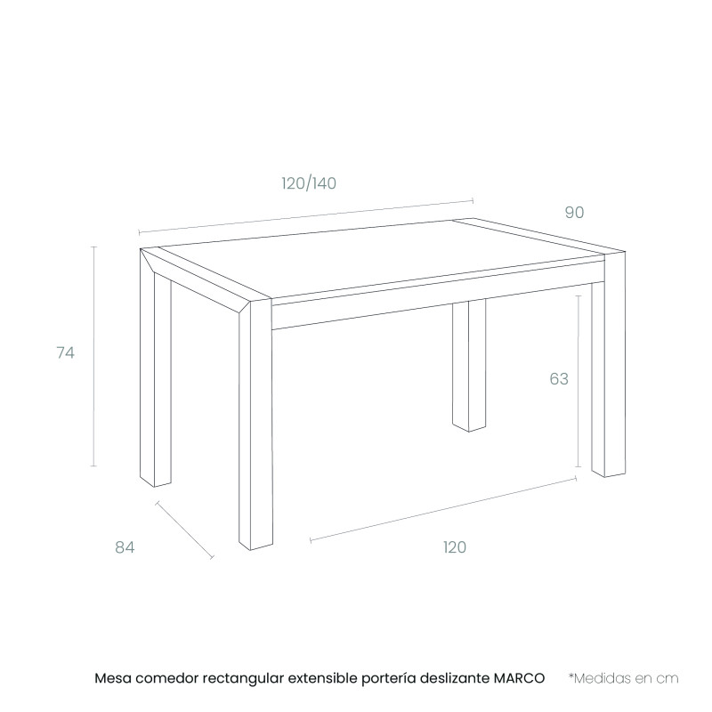 Mesa rectangular extensible portería MARCO