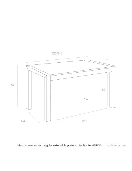 Mesa rectangular extensible portería MARCO