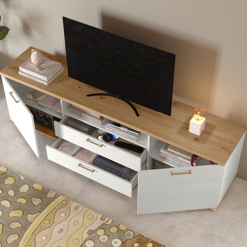 Mueble TV dos puertas, dos cajones y hueco MARCO