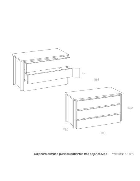 Cajonera armario puertas batientes tres cajones MAX