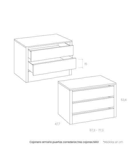 Cajonera armario puertas correderas tres cajones MAX