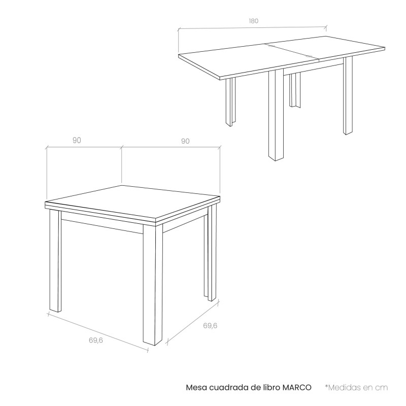 Mesa cuadrada de libro MARCO