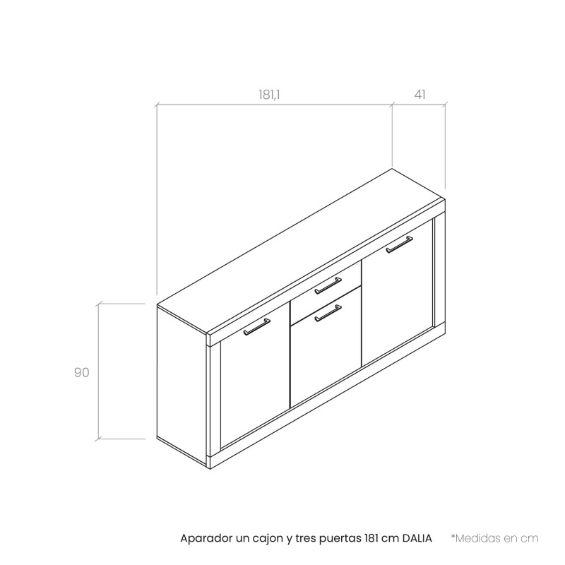 Aparador un cajon y tres puertas 181 cm DALIA