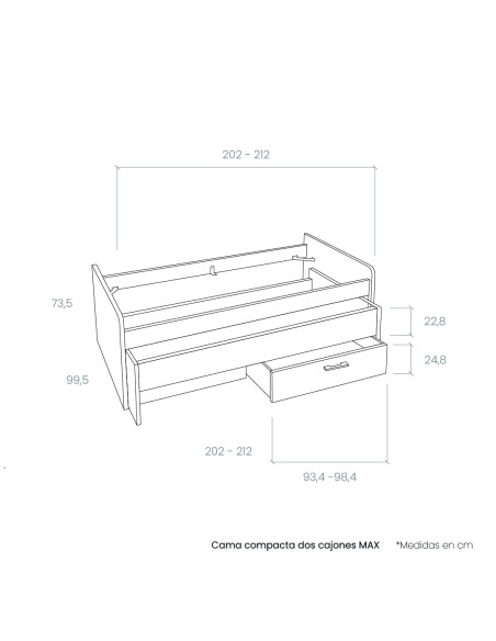 Cama compacta dos cajones MAX