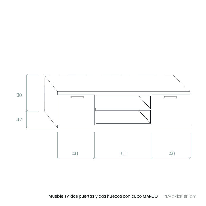 Mueble TV dos puertas y dos huecos con cubo MARCO