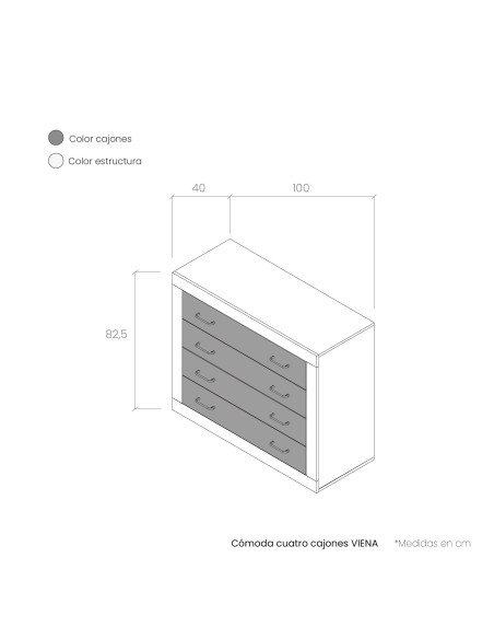 Cómoda cuatro cajones VIENA