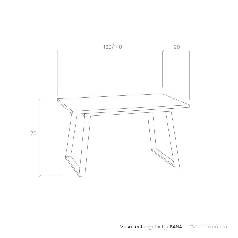 Mesa rectangular fija SANA