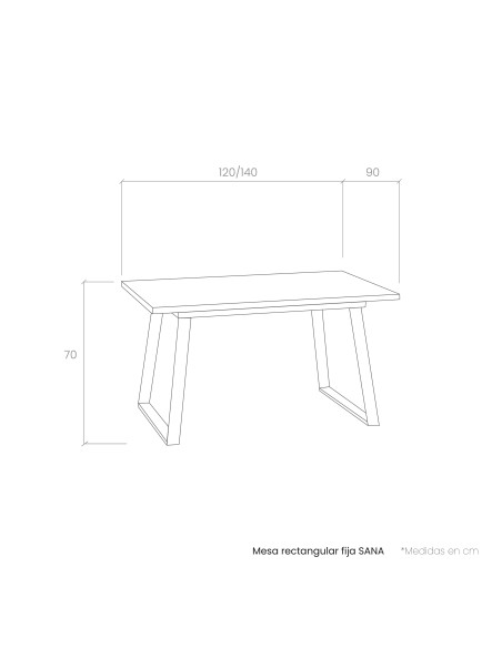 Mesa rectangular fija SANA