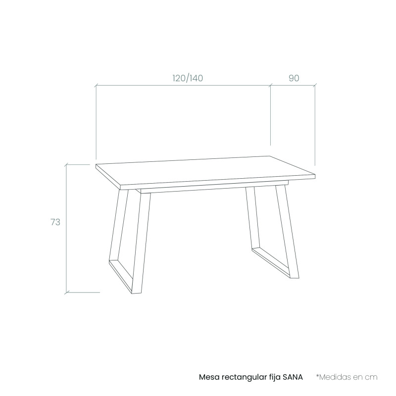 Mesa rectangular fija SANA