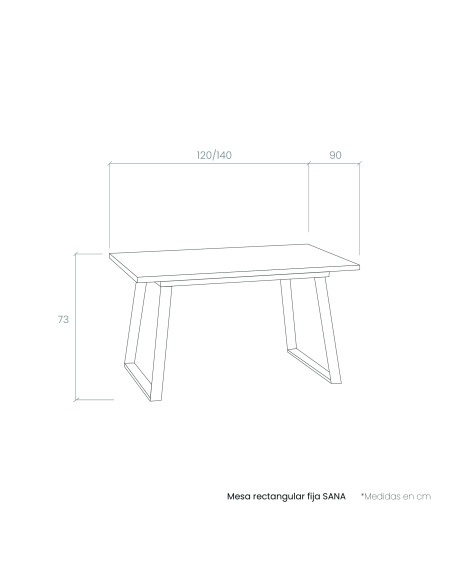 Mesa rectangular fija SANA
