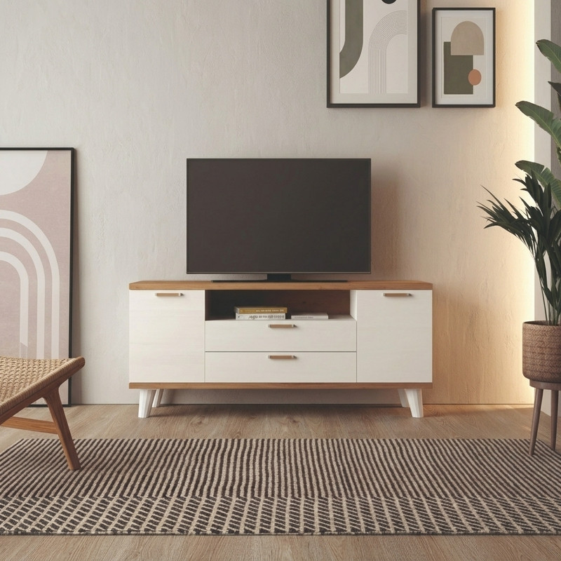 Mueble TV dos puertas, dos cajones y hueco 140cm MARCO