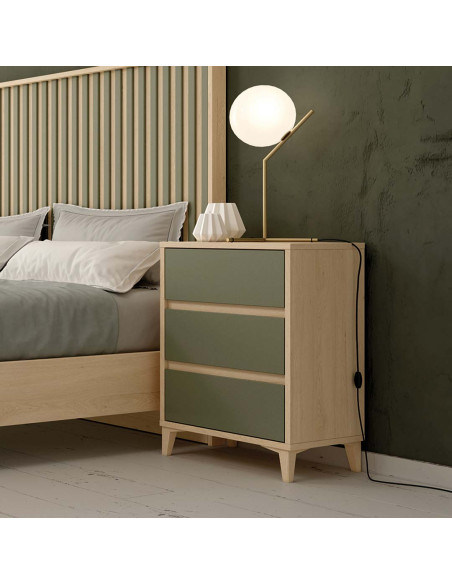 Mesita de noche tres cajones NILO I