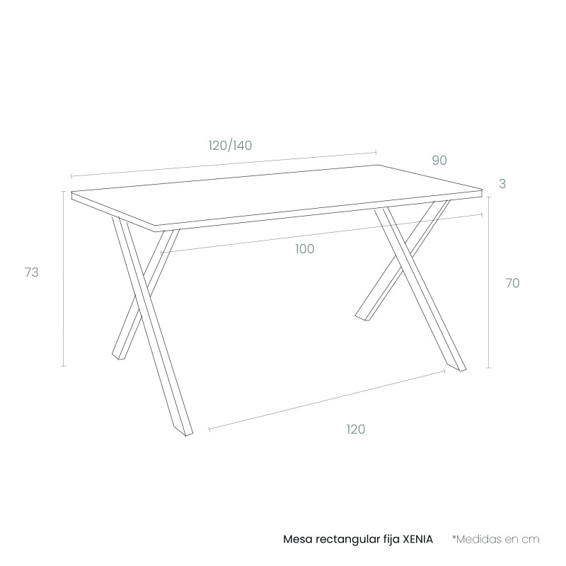 Mesa rectangular fija XENIA