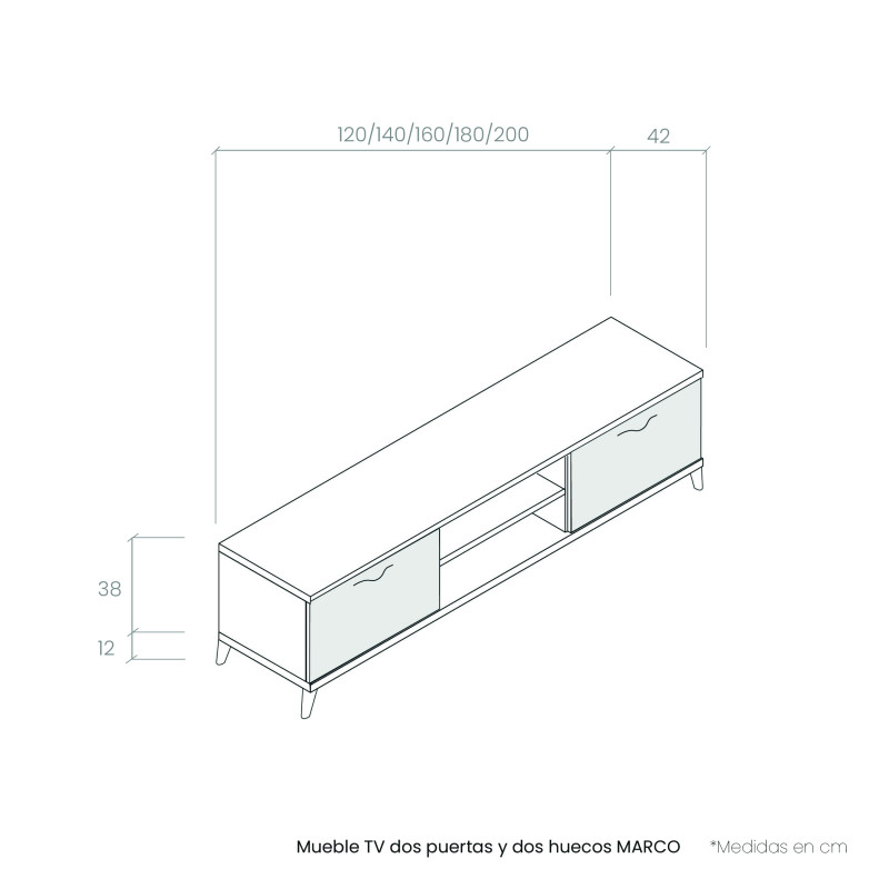 Mueble TV dos puertas y dos huecos MARCO