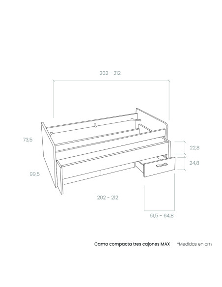 Cama compacta tres cajones MAX
