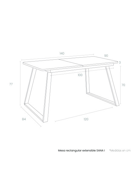 Mesa rectangular extensible SANA I
