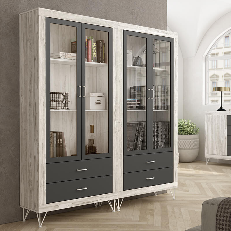 Vitrina dos puertas y dos cajones ROMA