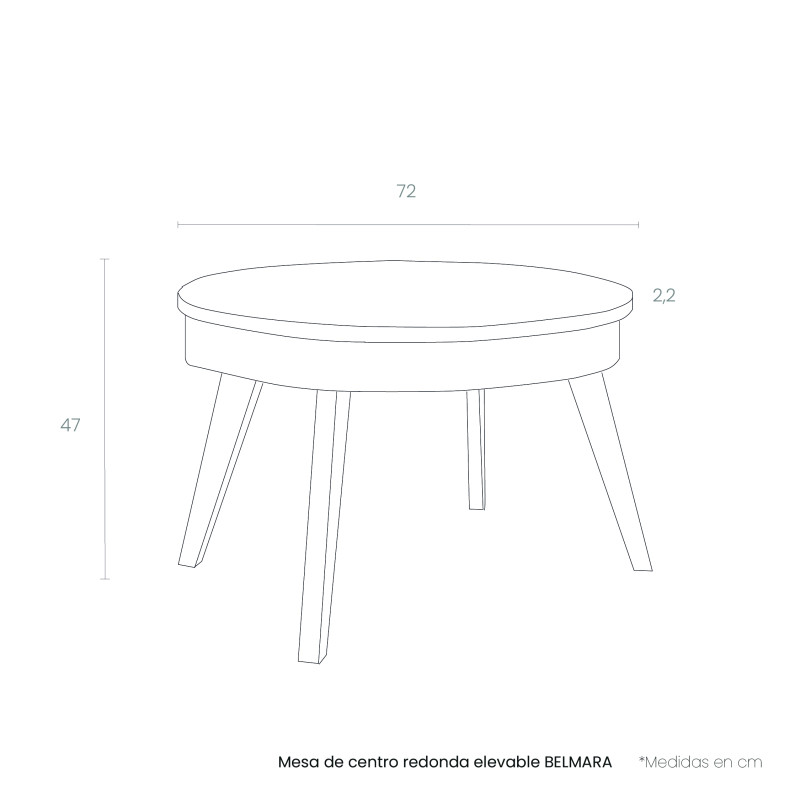 Mesa de centro redonda elevable BELMARA