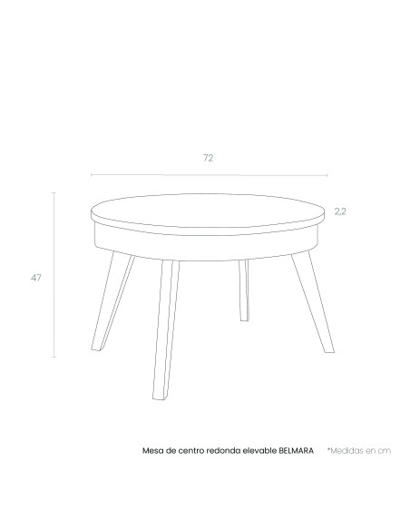 Mesa de centro redonda elevable BELMARA