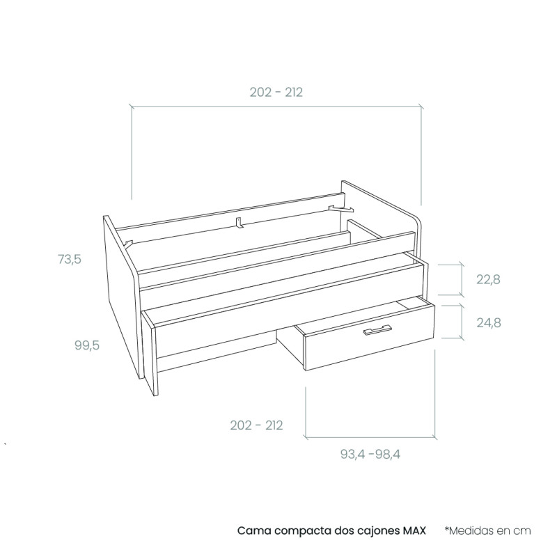 Cama compacta dos cajones MAX