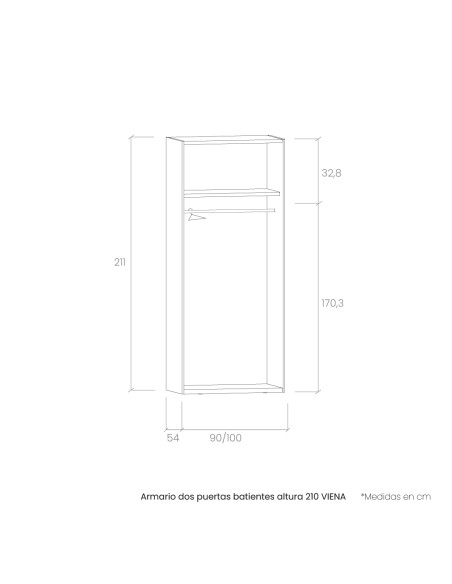 Armario dos puertas batientes altura 210 VIENA