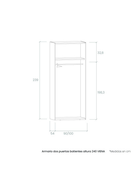 Armario dos puertas batientes altura 240 VIENA