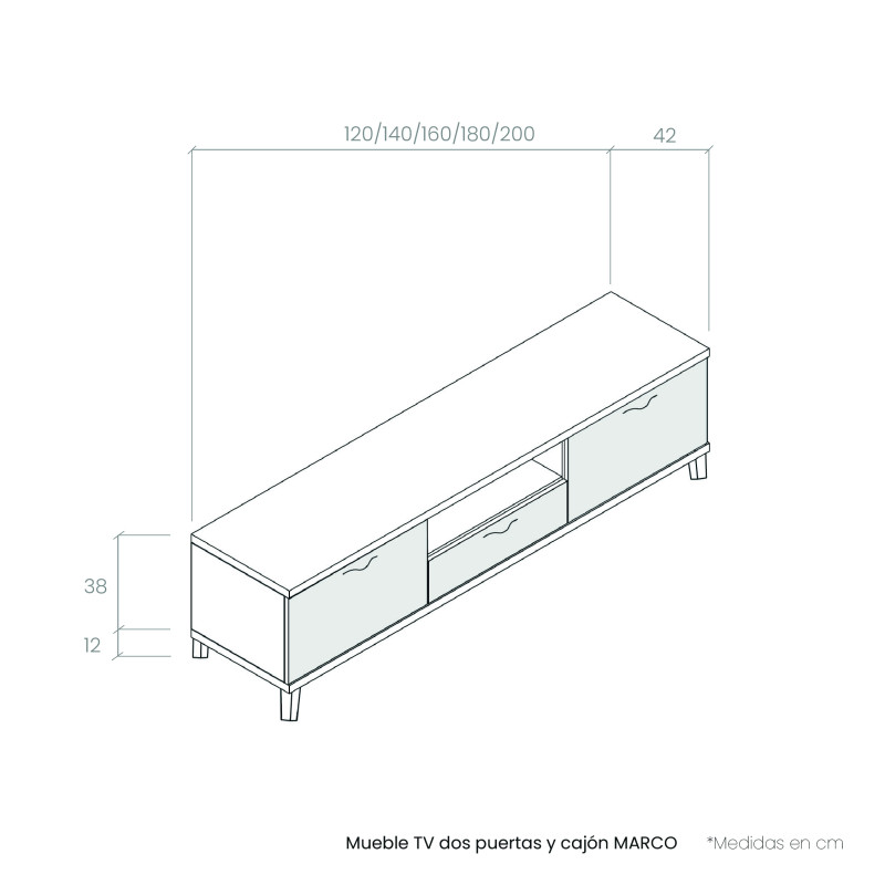 Mueble TV dos puertas y cajón MARCO