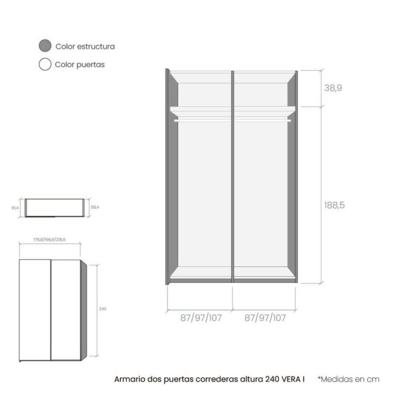 Armario dos puertas correderas altura 240 VERA I