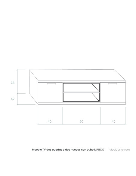 Mueble TV dos puertas y dos huecos con cubo MARCO