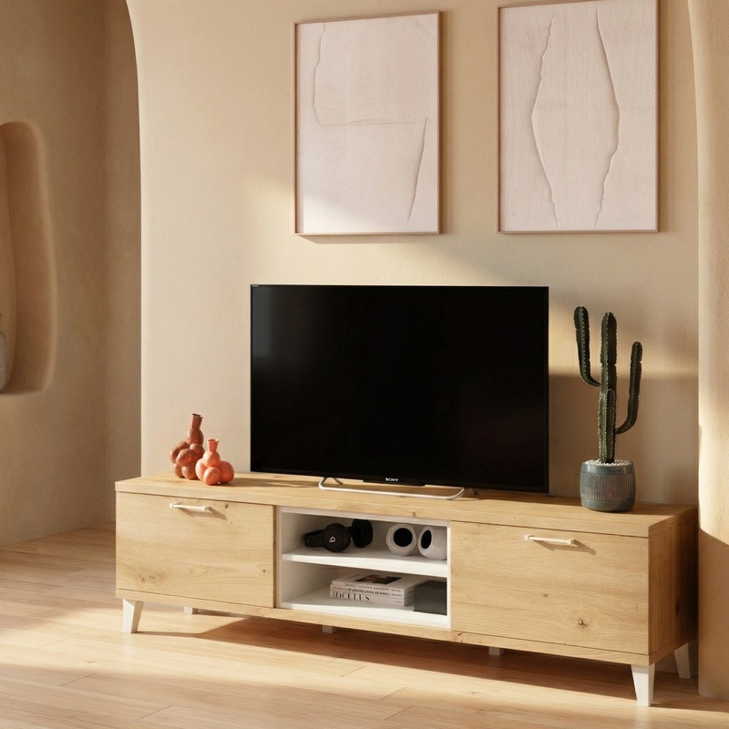 Mueble TV dos puertas y dos huecos con cubo MARCO