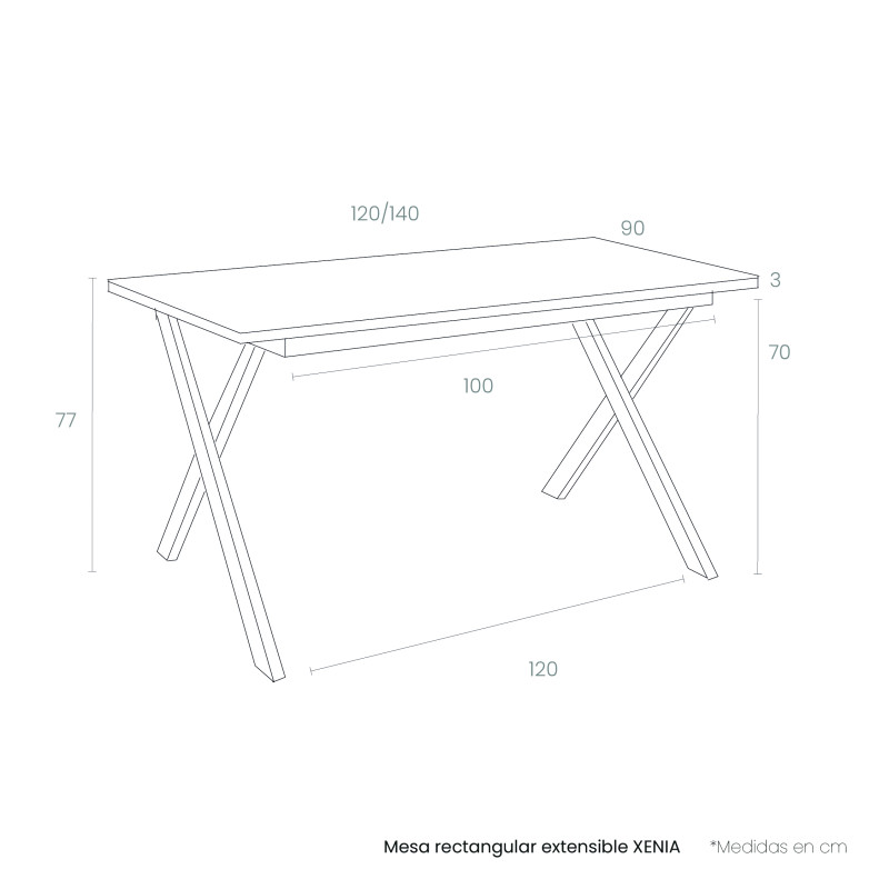 Mesa rectangular extensible XENIA